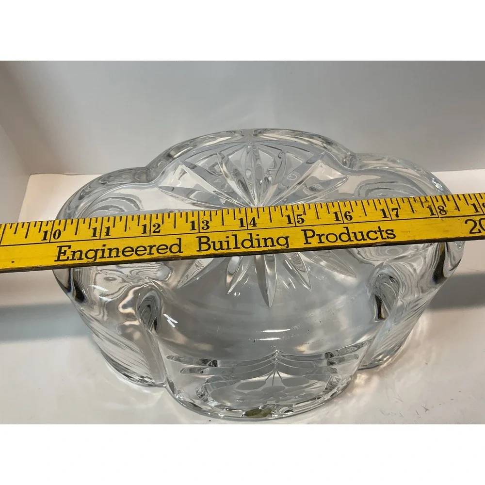 Crystal Heart Etched Glass Vase‎ Bowl Container Made in Slovakia 24% PbO